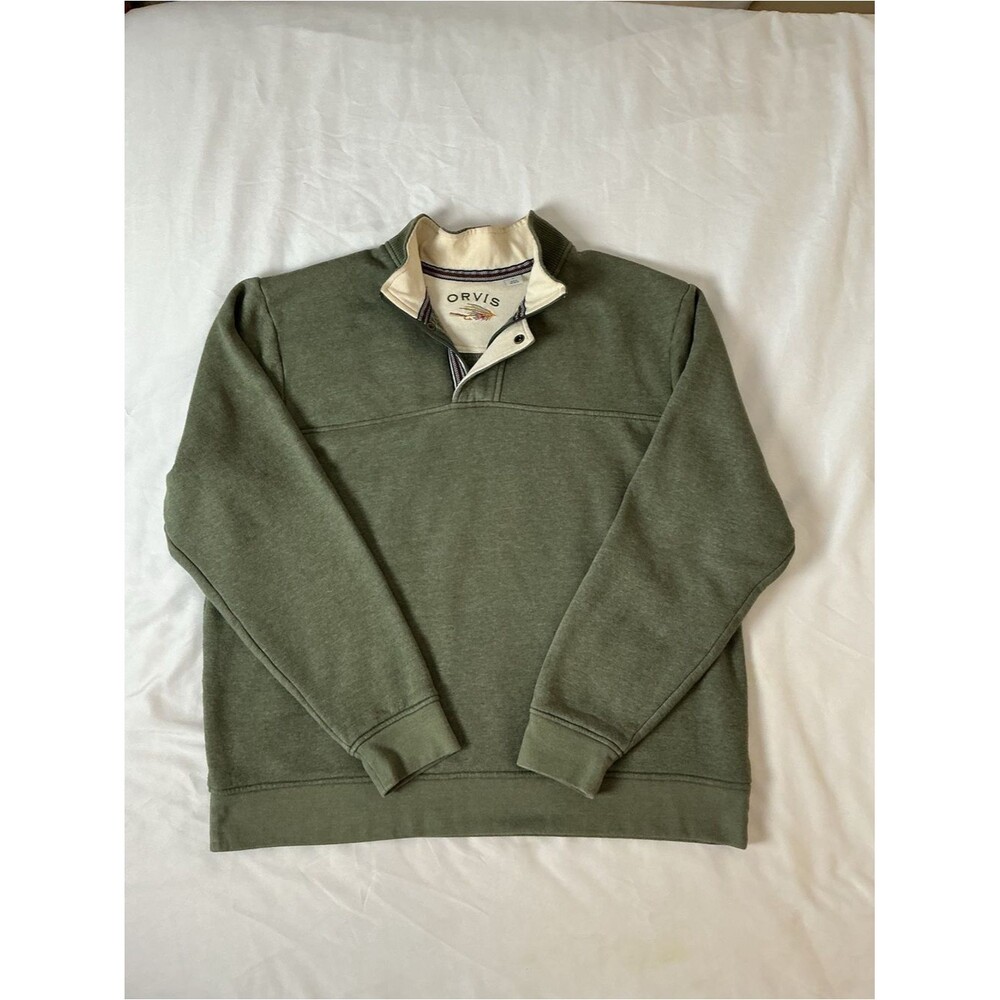 Orvis Men’s Olive Green Quarter Snap Fleece Pullover Size XL